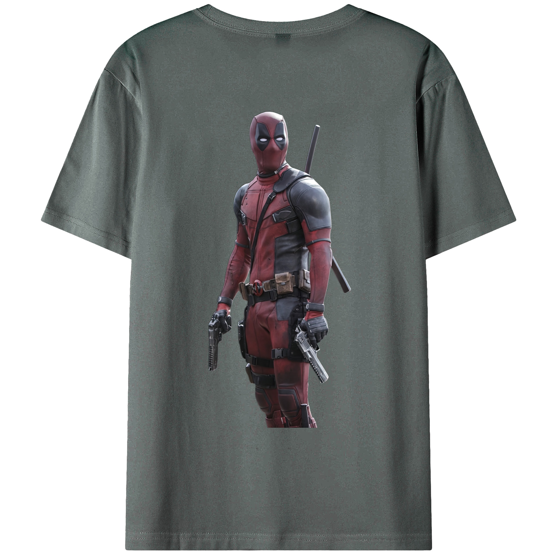 （画像用） Deadpool デッドプール 綿100％ メンズ半袖Tシャツ（バックプリント） 通気性